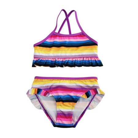Girl Stripe Printing Bikini Swimwear